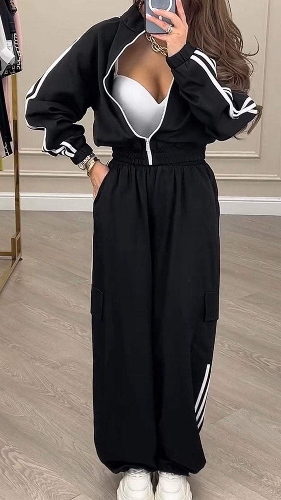 Women Long-sleeved Top and Pant Two-Piece Set