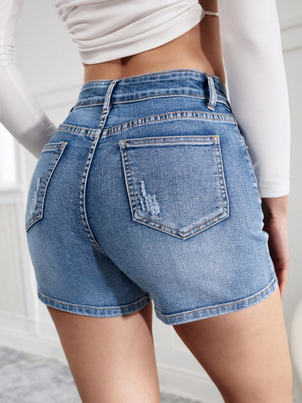 Ripped Denim Shorts for Summer Casual Streetwear
