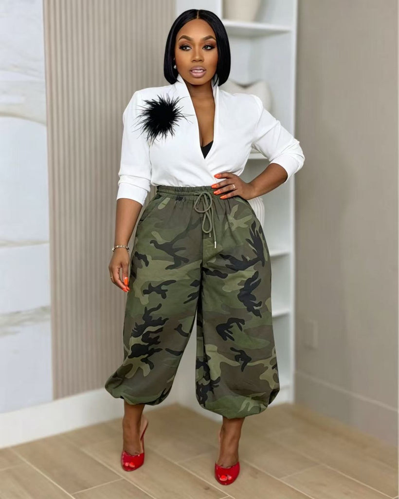 Drawstring Loose Camouflage Jogger Pants for Activewear