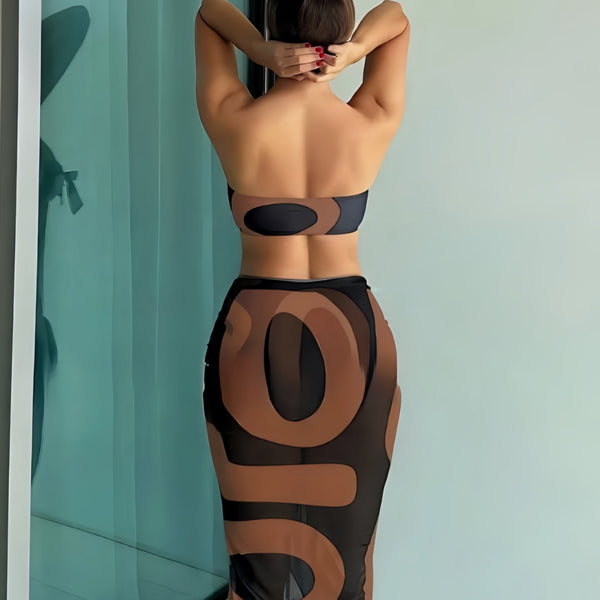 Two-Piece Bikini & Beach Skirt Swimsuit Set