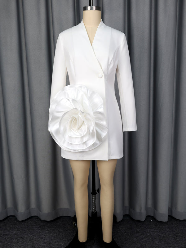 V-Neck Long Sleeve Blazer Dress for Evening Events