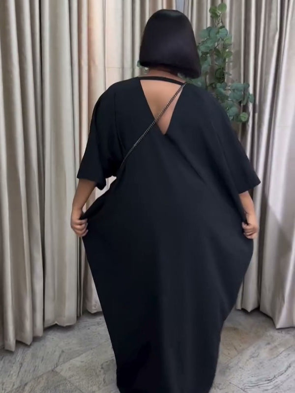Plus Size African Printed V-Neck Dress for Casual Holidays