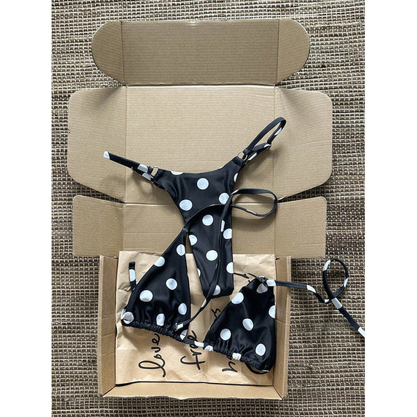 Polka Dot Spaghetti Strap Two-Piece Bikini Swimsuit for Beach Holidays