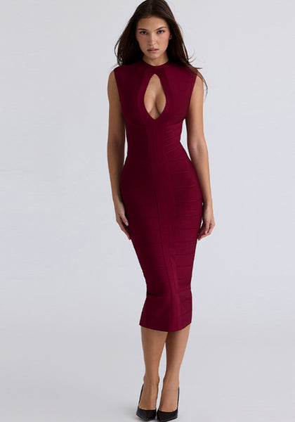 Spring/Summer Women's Sexy Tight Fit Bodycon Cut-Out Zipper Sleeveless Long Bandage Dress