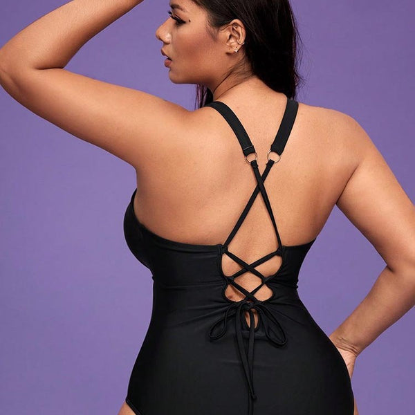 Plus Size Backless One-Piece Swimsuit for Beachwear