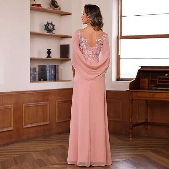 Lace Applique Chiffon Evening Dress for Mother of the Bride