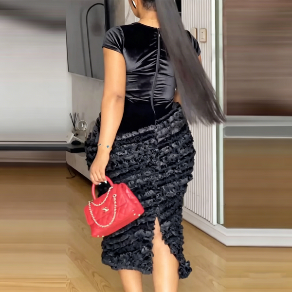 V-Neck Short Sleeve Bodycon Dress for Summer Elegant Events
