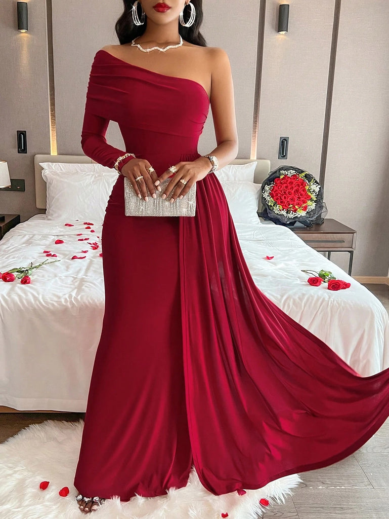 Women Slash Shoulder Maxi Dress