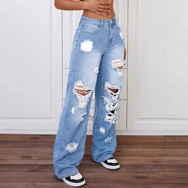 Ripped Denim Pants for Casual Streetwear