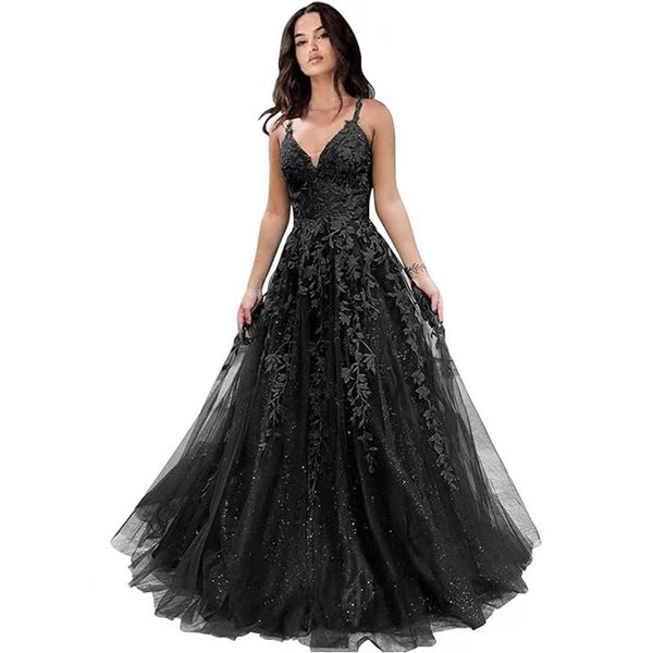 Lace Applique Ball Gown Dress for Formal Events
