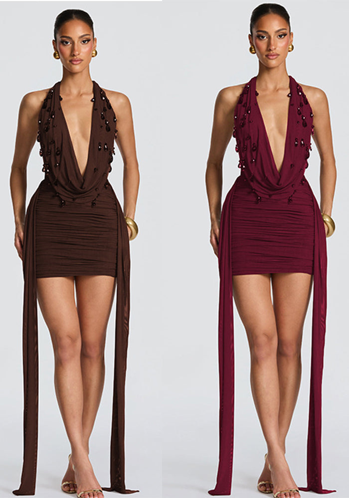 V-Neck Halter Backless Bodycon Dress for Spring & Summer