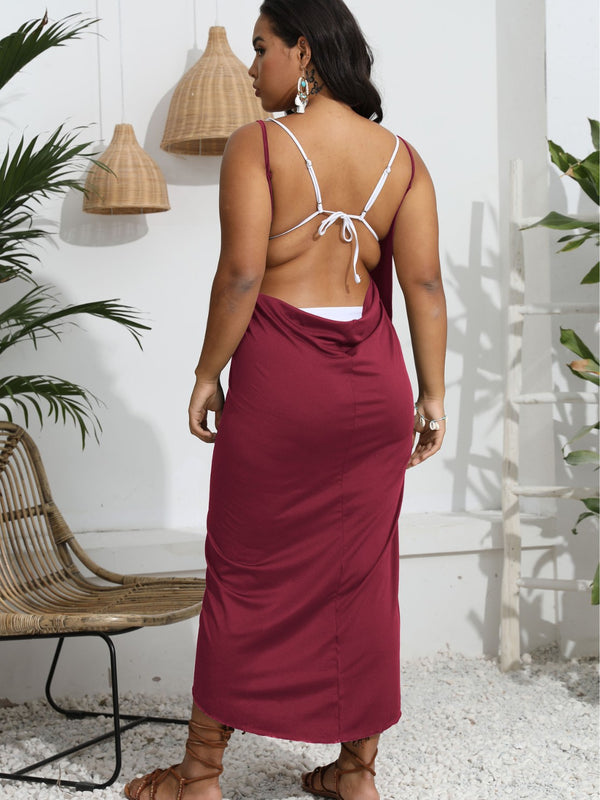 Plus Size Shawl Irregular Multi-Wear Strap Cross Beach Cover-Up Dress