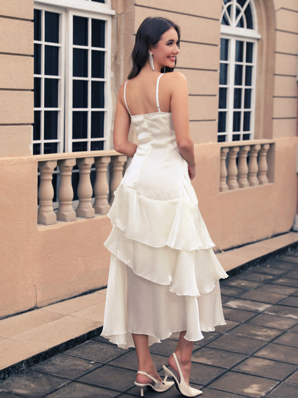 Strap Elegant Holiday Midi Dress for Formal Spring Parties