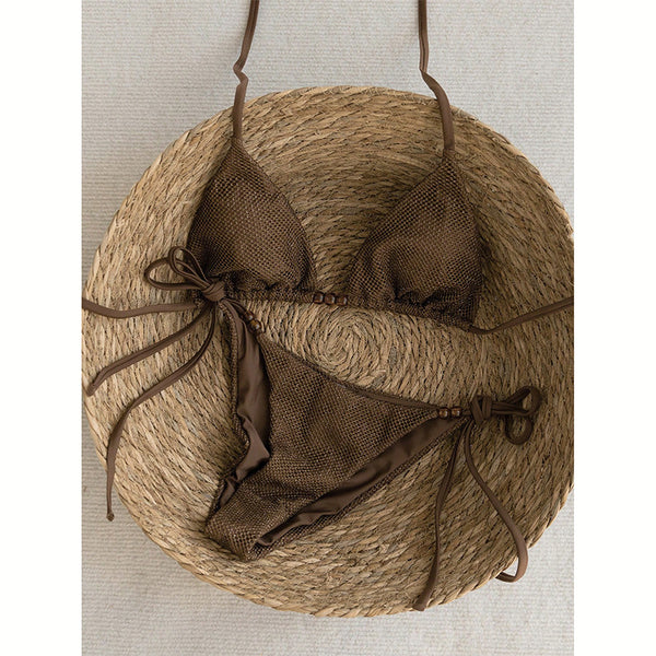 Lace-Up One-Piece Swimsuit for Holiday Beachwear