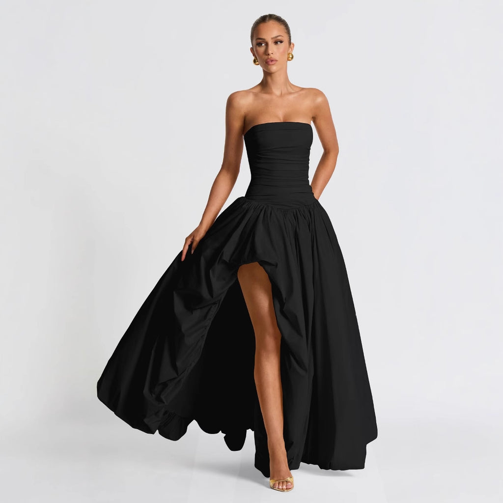 Women Solid Lace-Up Pleated Strap Dress