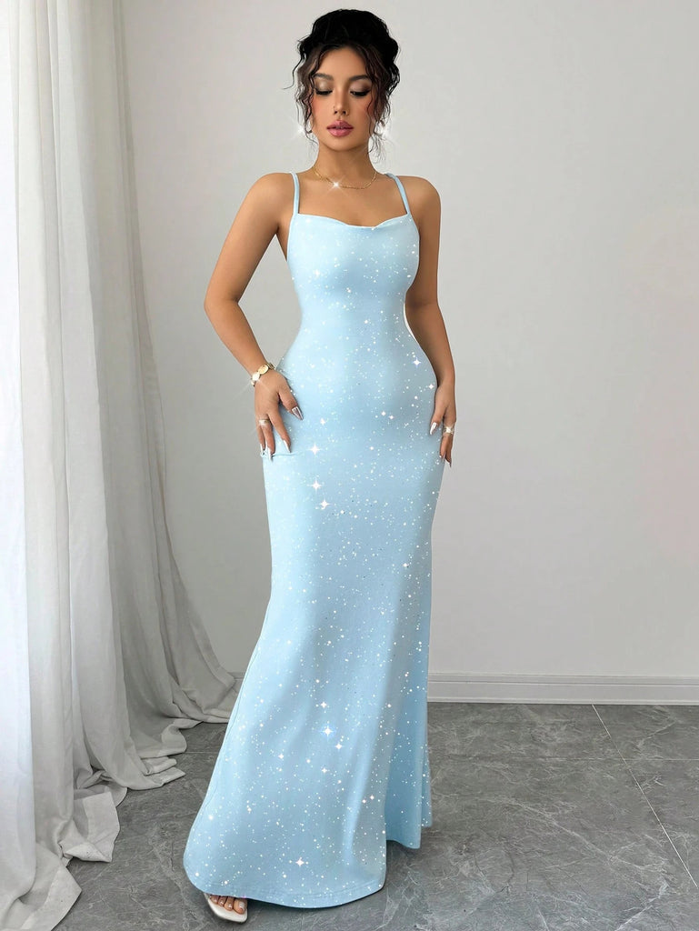 Women Backless Mermaid Maxi Dress
