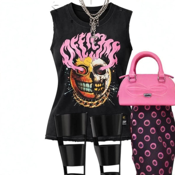 Printed Halter Neck Slim Tank Top for Summer Casual