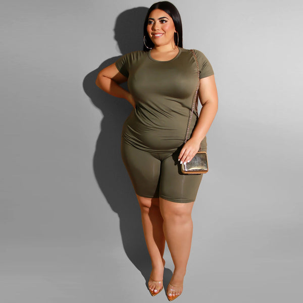 Plus Size Top & Shorts Two-Piece Lounge Set for Casual Wear