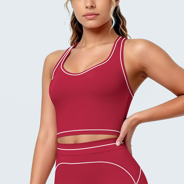 Color-Blocked Tank Top Sports Bra for Running & Yoga Activewear