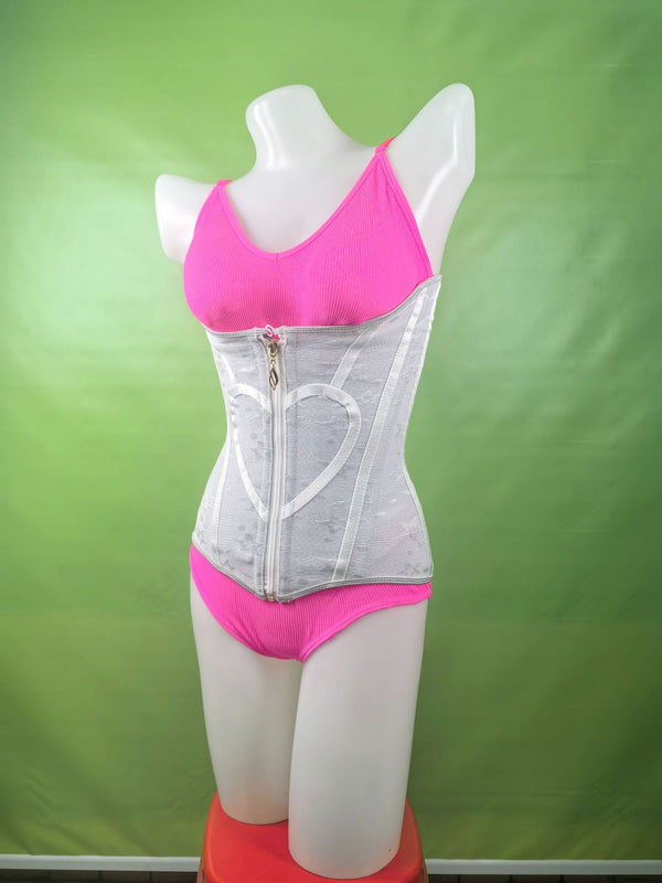 Heart Print Mesh Double-Layer Compression Waist Shaper