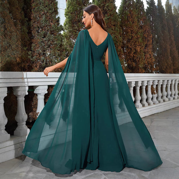Green V-Neck Formal Gown for Prom & Evening Events