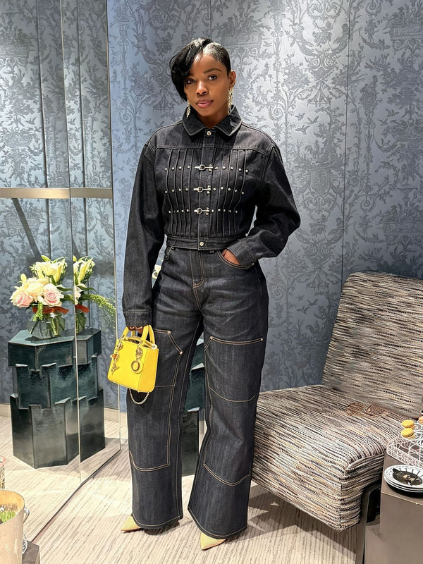 Buckle Denim Jacket for Streetwear