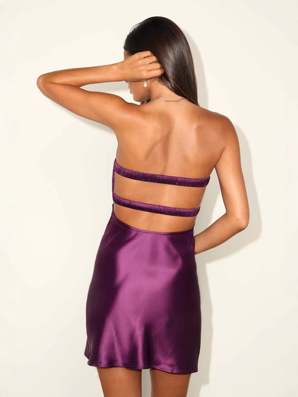 Satin Strapless Bodycon Evening Dress for Night Parties