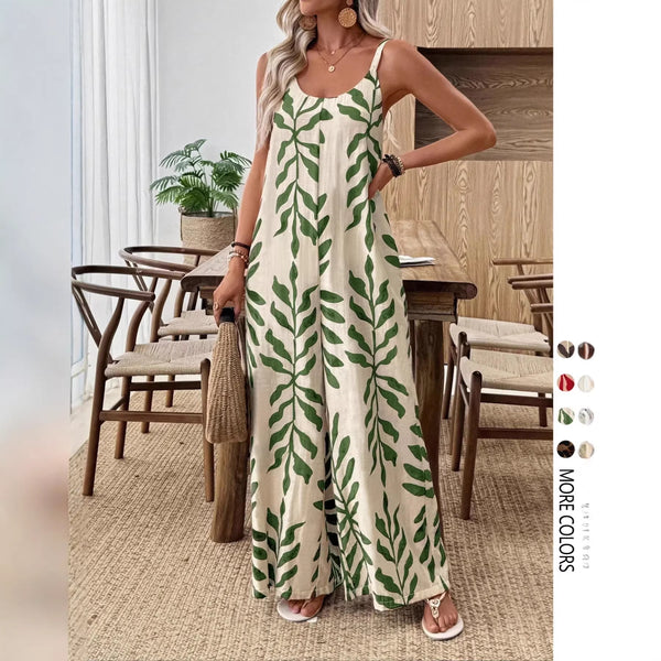 Bohemian Printed Camisole Jumpsuit for Casual Holidays
