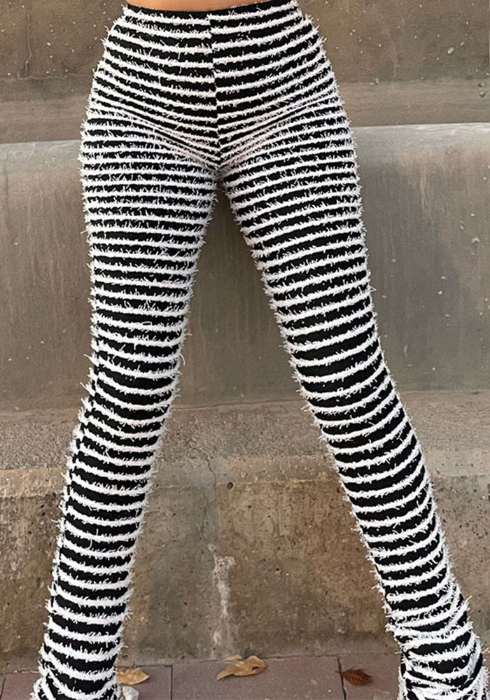 Fashion Casual High Waist Striped Slim Fit Long Pants