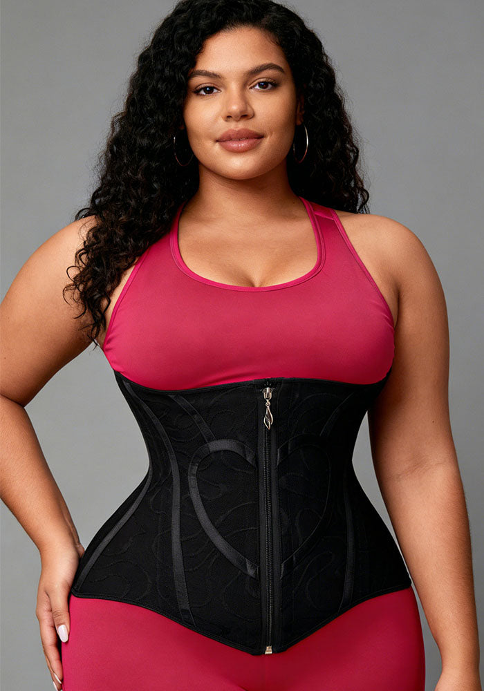 Heart Print Mesh Double-Layer Compression Waist Shaper