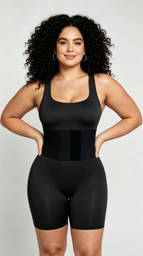 Lace-Up Sweat Waist Trainer Fitness Romper for Activewear