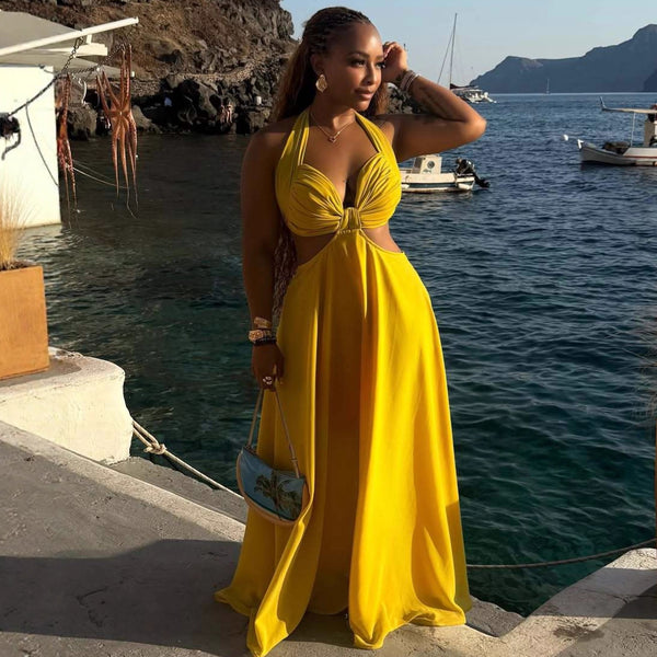 Halter Neck Strapless Maxi Dress for Summer Evening Events
