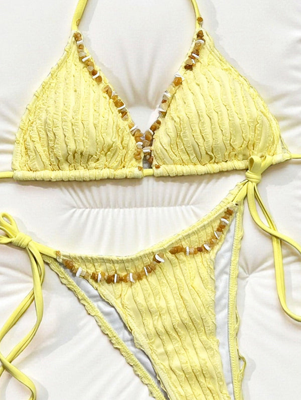 Drawstring Lace-Up Swimsuit for Beach & Pool