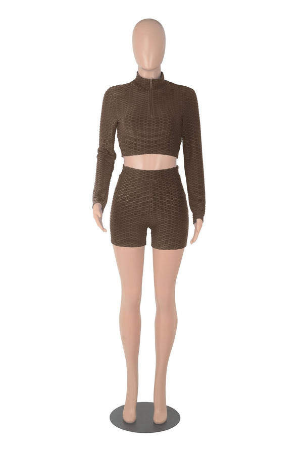 Long Sleeve Top & Shorts Two-Piece Set