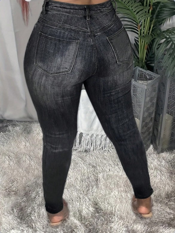 Ripped Tight Fitting Denim Jeans for Casual Streetwear