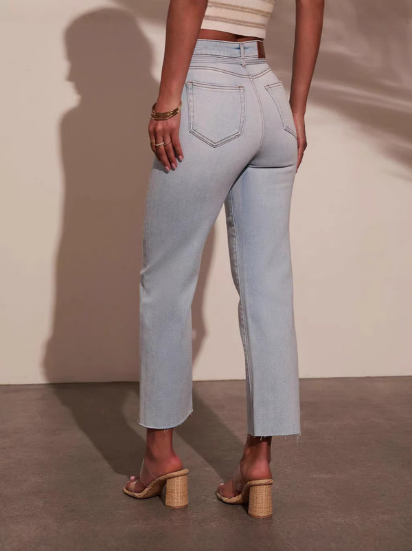 Lace-Up Washed Denim Pants for Casual Streetwear
