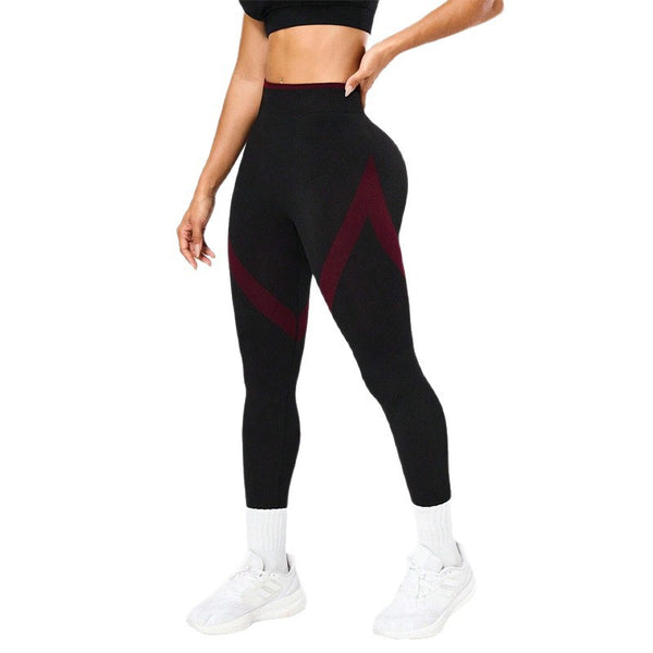 High-Waisted Contrast Color Butt-Lift Tight Pants for Running & Yoga Activewear