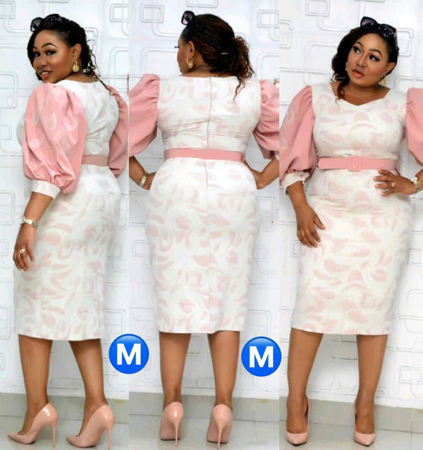 Plus Size African Round Neck Lantern Sleeve Printed Dress for Events