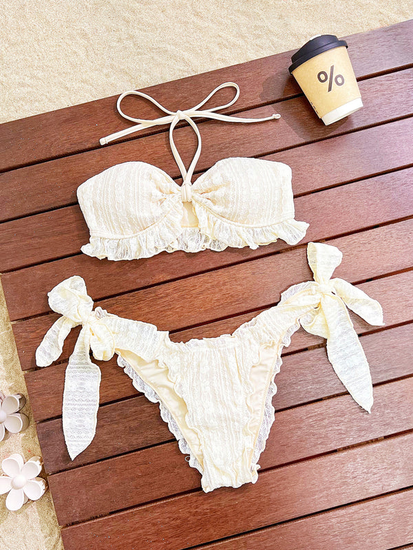 Halter Strapless Low Back Two-Piece Bikini Swimsuit