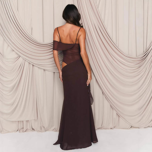 Hollow Out See-Through Patchwork Strap Dress