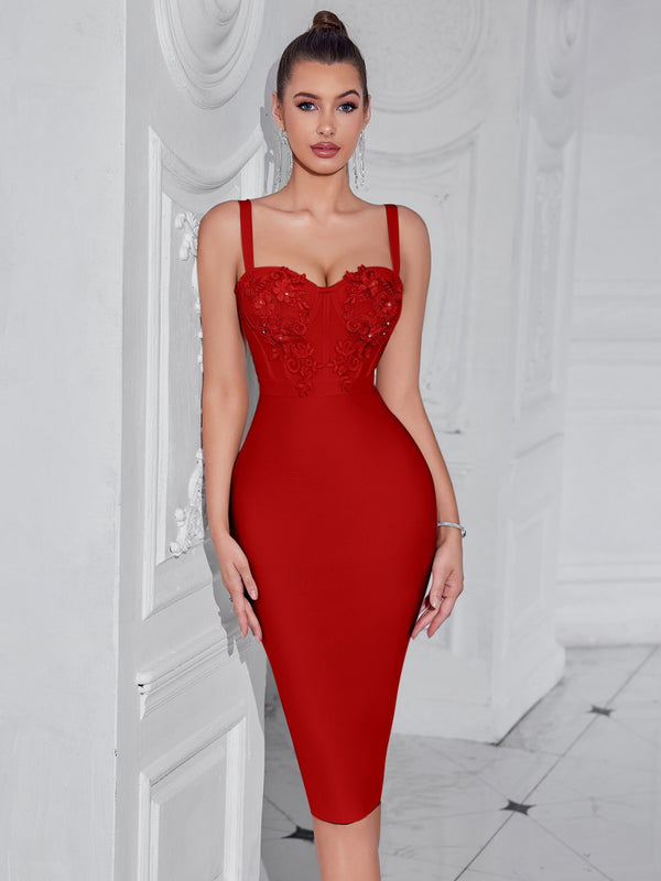Patterned Tulle Backless Slit Bodycon Bandage Evening Dress