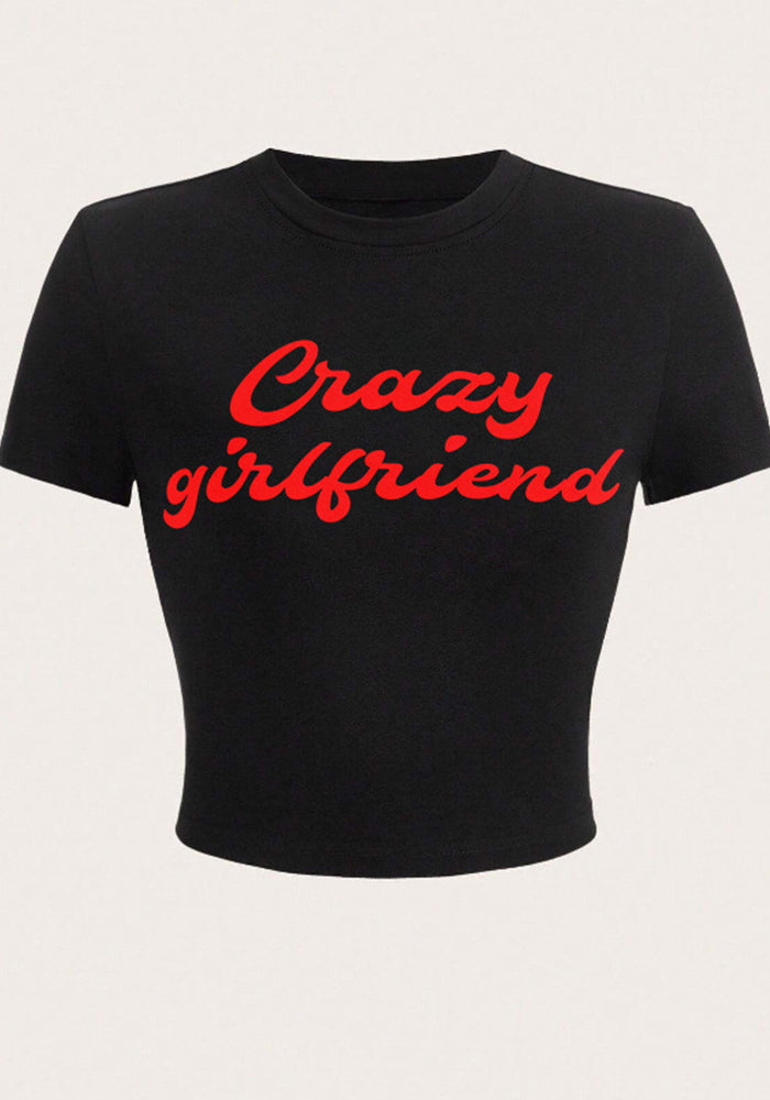 Casual Printed Cropped T-Shirt Top for Streetwear