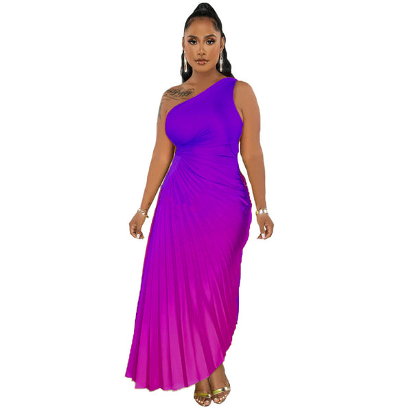 Gradient Pleated Dress for Parties & Occasions