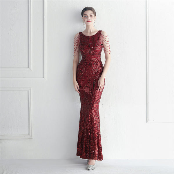 Plus Size Long Sequin Formal Evening Party Dress