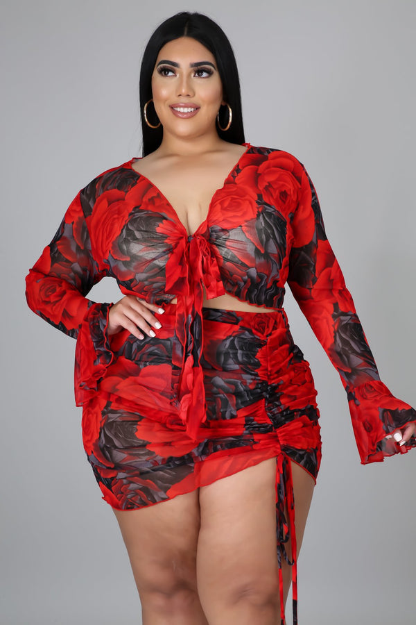 Plus Size Printed Drawstring Long Sleeve Top & Shorts Set for Nightclubs