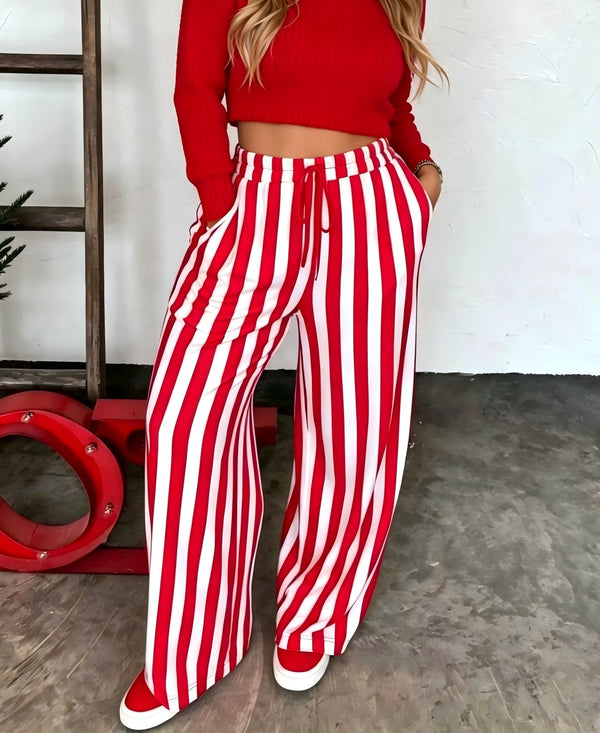 Color Block Stripe Printed Long Pants for Spring & Summer