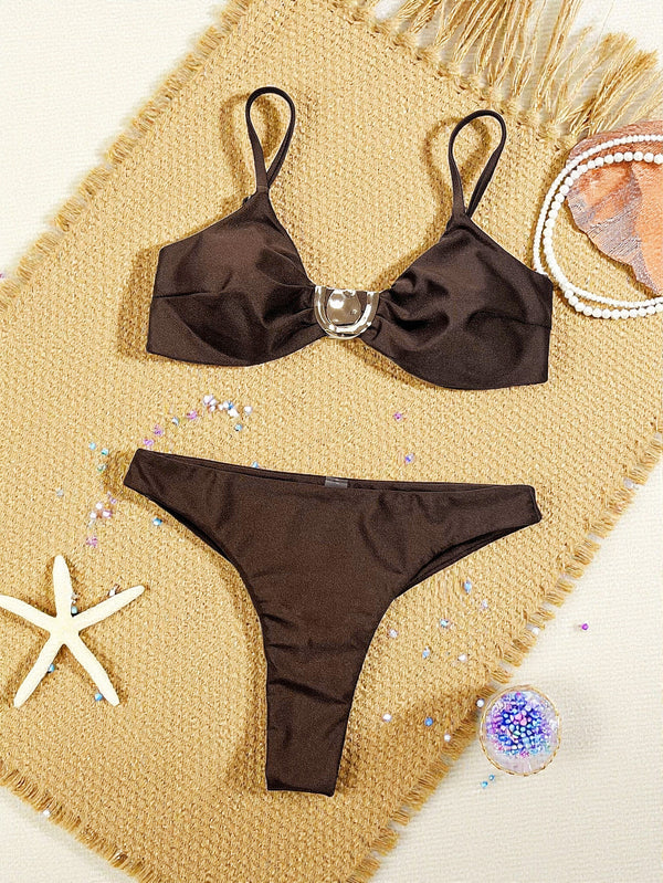 Lace-Up Two-Piece Bikini Swimsuit for Holiday Beachwear