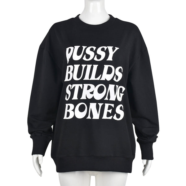 Contrast Color Letter Print Long Sleeve T-Shirt for Casual Wear