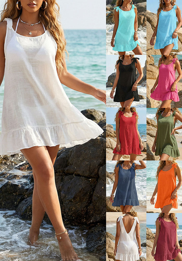 Ruffle Lace-Up Cover-Up Dress for Beach Vacations
