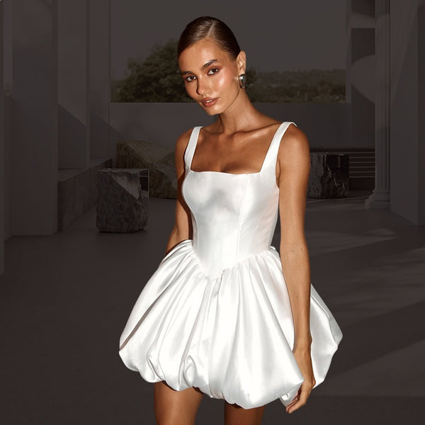 Strap Puffy Mini Dress for Evening Parties & Events